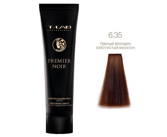 Зображення  Крем-фарба для волосся T-LAB Professional Premier Noir Innovative Colouring Cream 100 мл, № 6.35, Об'єм (мл, г): 100, Цвет №: 6.35