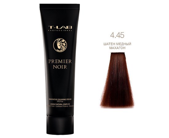 Зображення  Крем-фарба для волосся T-LAB Professional Premier Noir Innovative Colouring Cream 100 мл, № 4.45, Об'єм (мл, г): 100, Цвет №: 4.45