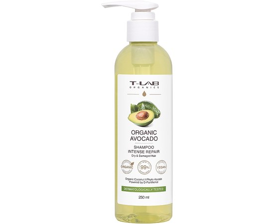 Зображення  Шампунь для сухого та пошкодженого волосся T-Lab Professional Organics Organic Avocado Shampoo 250 мл