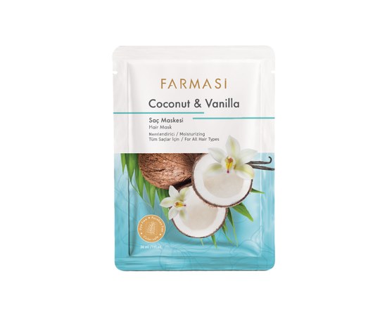 Изображение  Hair mask "Coconut and vanilla" Farmasi, sachet 30 ml