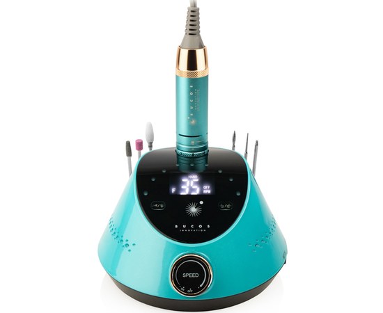 Изображение 2 Фрезер для маникюра BUCOS Nail Drill X2 PRO 65Вт/35000 об, Tiffany, Вариант: бирюзовый