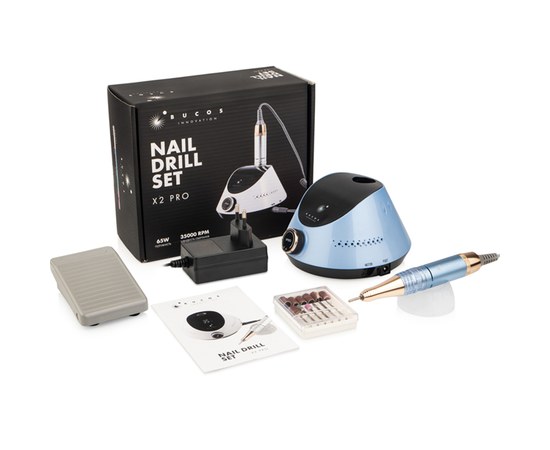 Изображение 6 Фрезер для маникюра BUCOS Nail Drill X2 PRO 65Вт/35000 об, Blue Ocean, Вариант: голубой