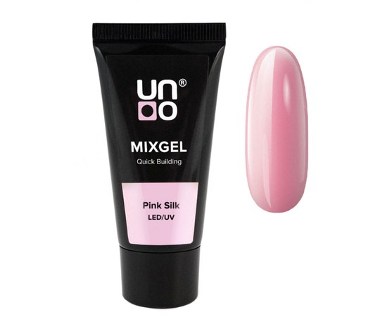 Зображення  Поліакриловий гель Uno Mixgel Quick Building Pink Silk, 30 г, Об'єм (мл, г): 30, Цвет №: Pink Silk