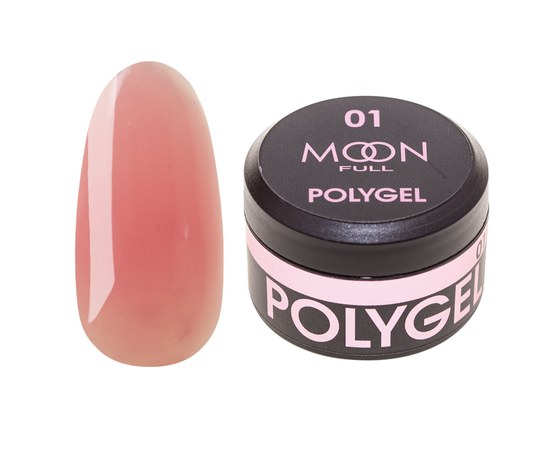 Изображение  Moon Full Poly Gel №01 полигель для наращивания ногтей Розовая Орхидея, 15 мл, Объем (мл, г): 15, Цвет №: 01