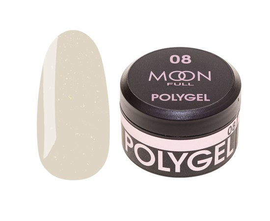 Изображение  Moon Full Poly Gel No08 Polygel for nail extension Nude with shimmer, 15 ml, Volume (ml, g): 15, Color No.: 8
