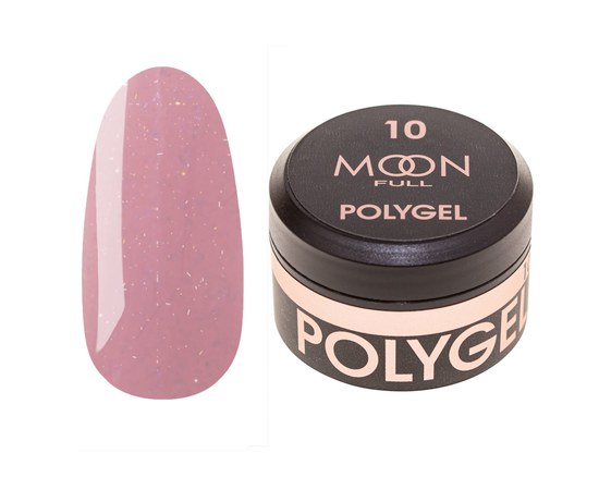 Зображення  Moon Full Poly Gel №10 полігель для нарощування нігтів Соковито-рожевий з шиммером, 15 мл, Об'єм (мл, г): 15, Цвет №: 10