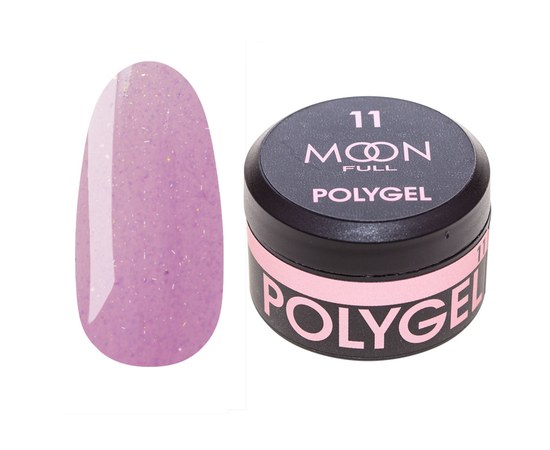 Изображение  Moon Full Poly Gel №11 полигель для наращивания ногтей Лёгкий розовый с шиммером, 15 мл, Объем (мл, г): 15, Цвет №: 11