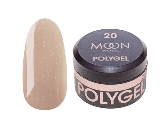 Изображение  Moon Full Poly Gel №20 natural Beige with shimmer, 15 ml, Volume (ml, g): 15, Color No.: 20