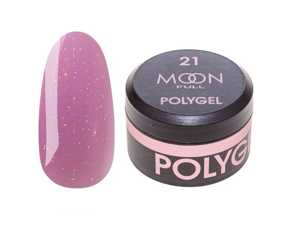 Изображение  Moon Full Poly Gel №21 полигель для наращивания ногтей Розовая Барби с шиммером, 15 мл, Объем (мл, г): 15, Цвет №: 21