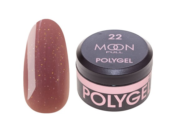 Изображение  Moon Full Poly Gel №22 Polygel for nail extension Pink Smoke with shimmer, 15 ml, Volume (ml, g): 15, Color No.: 22