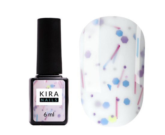 Изображение  Kira Nails Lollypop Base №002 (white with multi-colored flakes), 6 ml, Volume (ml, g): 6, Color No.: 2, Color: White