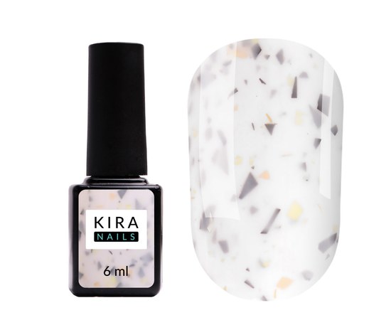 Изображение  Kira Nails Lollypop Base №003 (milky with gray-yellow flakes), 6 ml, Volume (ml, g): 6, Color No.: 3, Color: Lactic