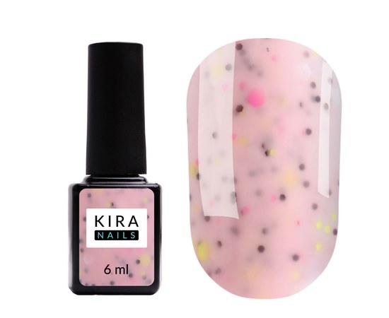 Зображення  Kira Nails Lollypop Base №004 (рожевий з різнокольоровими пластівцями), 6 мл, Об'єм (мл, г): 6, Цвет №: 004, Колір: Рожевий