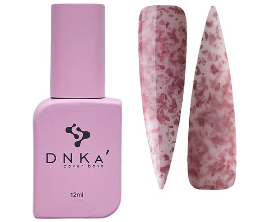 Зображення  База кольорова DNKa Cover №010A Lovely Рожевий із шматочками яскраво-рожевої поталлі, 12 мл, Об'єм (мл, г): 12, Цвет №: 010A