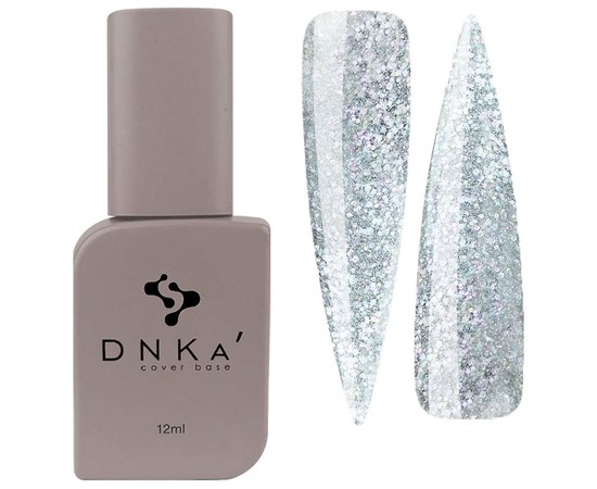 Зображення  База кольорова DNKa Cover №049 Hype Срібний світловідбиваючий з паєтками, 12 мл, Об'єм (мл, г): 12, Цвет №: 049