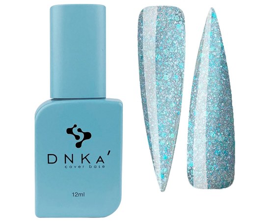 Изображение  База цветная DNKa Cover №053 Glowing Голубой светоотражающий с пайетками, 12 мл, Объем (мл, г): 12, Цвет №: 053