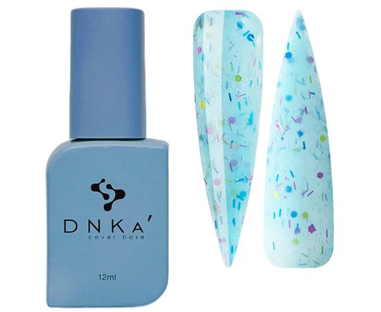 Зображення  База кольорова DNKa Cover №058 Chilly Блакитний з фіолетовими, синіми та жовтими частинками, 12 мл, Об'єм (мл, г): 12, Цвет №: 058