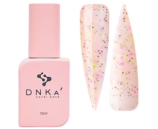 Изображение  Color base DNKa Cover №061 Confetti Pink-beige with bright pink, yellow multifaceted particles and black dots, 12 ml, Volume (ml, g): 12, Color No.: 61