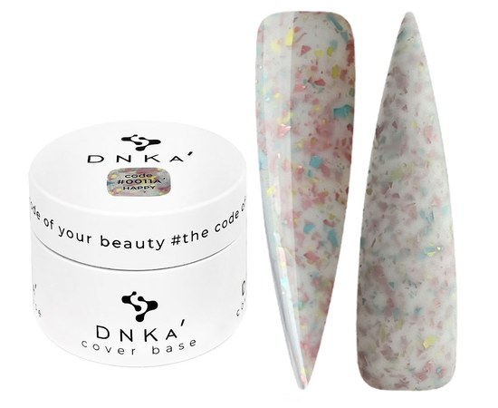 Изображение  Color base DNKa Cover №011A Happy Milky with pieces of light pink, blue and yellow melt, 30 ml, Volume (ml, g): 30, Color No.: 011A