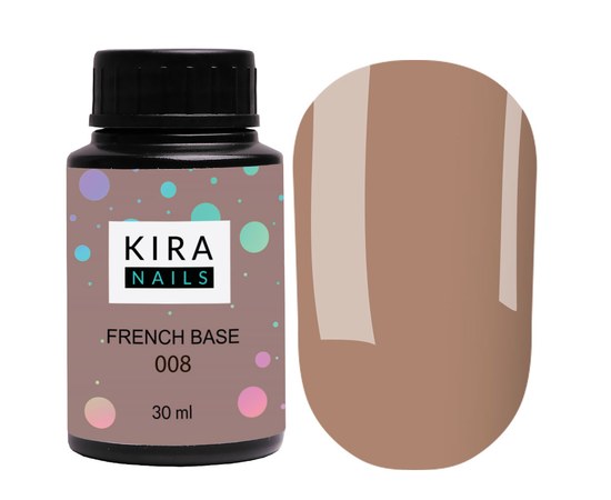 Зображення  Kira Nails French Base 008 (теплий світло-коричневий), 30 мл, Об'єм (мл, г): 30, Цвет №: 008