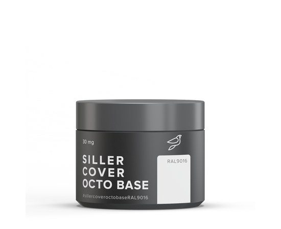 Изображение  Siller Base Cover Octo RAL 9016 camouflage base with Octopirox, 30 ml, Volume (ml, g): 30, Color No.: RAL 9016