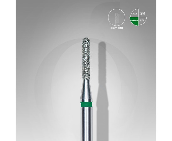 Зображення  Фреза алмазна STALEKS PRO циліндр закруглений зелена діаметр 1,4 мм / робоча частина 8 мм