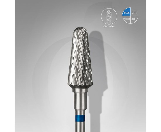Изображение  STALEKS PRO carbide cutter, truncated cone blue, diameter 6 mm / working part 14 mm