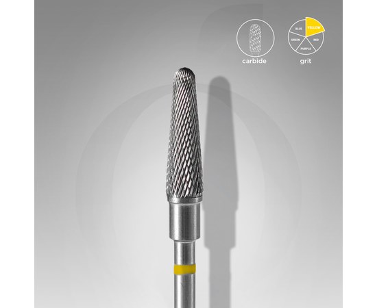 Изображение  STALEKS PRO tungsten carbide cutter yellow truncated cone, diameter 4 mm / working part 13 mm