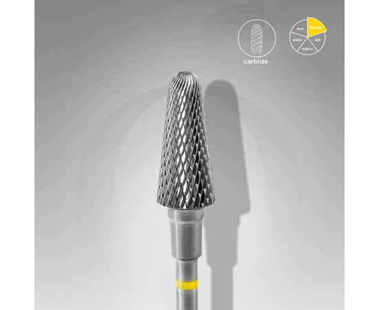 Зображення  Фреза твердосплавна STALEKS PRO усічений конус жовта, діаметр 6 мм / робоча частина 14 мм