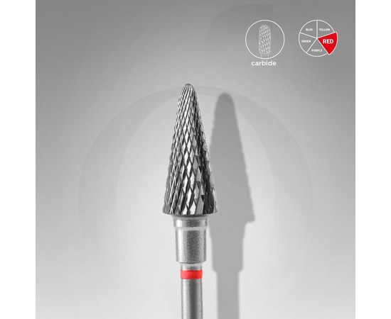Изображение  Carbide milling cutter STALEKS PRO cone red, diameter 6 mm / working part 14 mm