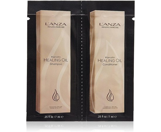 Зображення  Шампунь та Кондиціонер для сяйва волосся LʼANZA Keratin Healing Oil Lustrous Shampoo & Conditioner, 7 мл