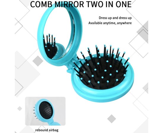 Изображение  Travel portable folding mini comb with mirror Ø 65 mm color assorted