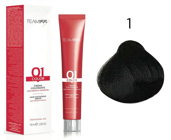 Изображение  Крем-краска для волос TEAM155 Color Cream (1 Чёрный), 100 мл, Объем (мл, г): 100, Цвет №: 1