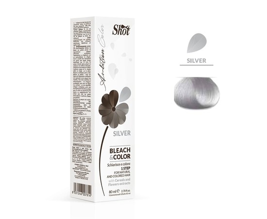 Изображение  Обесцвечивающий крем с пигментом Shot Ambition Color Bleach & Color (серебро), 80 мл, Объем (мл, г): 80, Цвет №: серебро