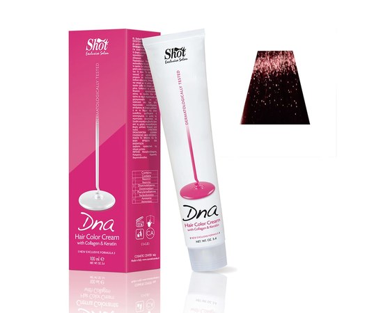 Зображення  Крем-фарба для волосся з колагеном Shot DNA Hair Color Crem (5.55 Світло-каштановий махагон інтенсивний), 100 мл, Об'єм (мл, г): 100, Цвет №: 5.55