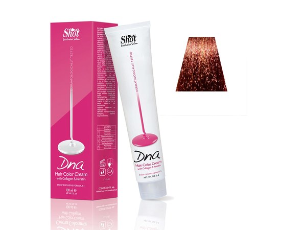 Изображение  Крем-краска для волос с колагеном Shot DNA Hair Color Crem (6.4 Темно-русый медный), 100 мл, Объем (мл, г): 100, Цвет №: 6.4