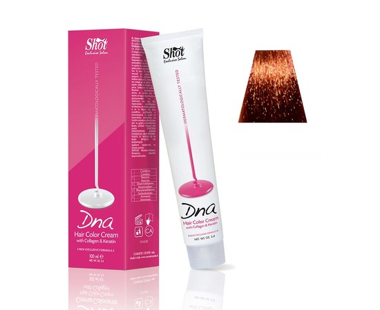 Изображение  Крем-краска для волос с колагеном Shot DNA Hair Color Crem (7.43 Русый медный золотистый), 100 мл, Объем (мл, г): 100, Цвет №: 7.43