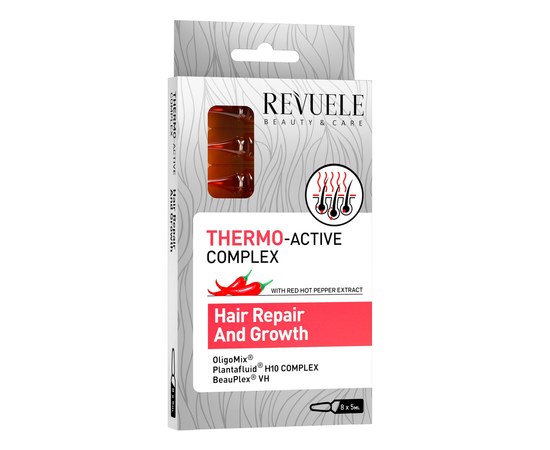 Изображение  Термоактивный комплекс для восстановления и роста волос Revuele Ampullen Thermo Active Complex Hair Repair And Growth, 8x5 мл (5060565103603)