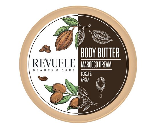 Зображення  Баттер для тіла Мрії Марокко з кокосом та аргановим маслом REVUELE Morocco Dream Cocoa & Argan Body Butter, 200 мл ( 5060565102262 )