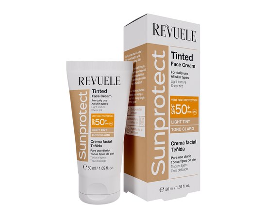 Зображення  Тонуючий крем для обличчя Світлий тон з SPF50 Revuele Sunprotect Tinted Face Cream, 50 мл