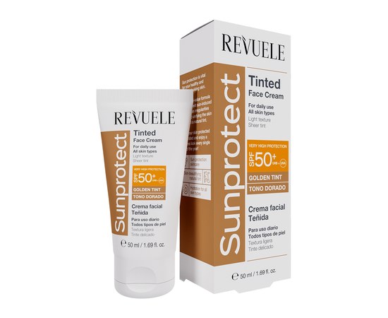 Зображення  Тонуючий крем для обличчя Золотистий тон з SPF50 Revuele Sunprotect Tinted Face Cream, 50 мл
