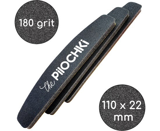 Изображение  Nail polisher buffs ThePilochki (00762), 180 grit, Crescent 110 mm, Black 50 pcs