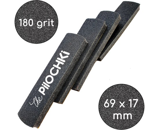 Изображение  Replacement buffs for manicure ThePilochki (00771), 180 grit, Straight 69 mm, Black 50 pcs
