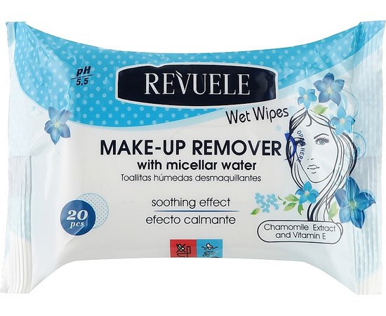 Изображение  Revuele Makeup Remove Wet Wipes With Micellar Water, 20 pcs (3800225901024)