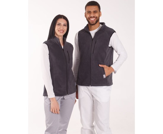 Изображение  Medical fleece vest Canada dark gray (unisex) s. 48-50, "WHITE ROBE" 368-408-881, Size: 48-50, Color: dark grey