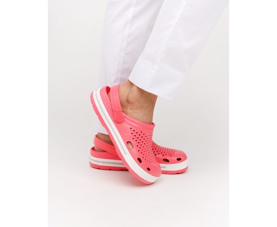 Изображение  Medical shoes Coqui Lindo pink/white (gray stripe) s. 36, "WHITE ROBE" 394-466-864, Size: 36, Color: pink