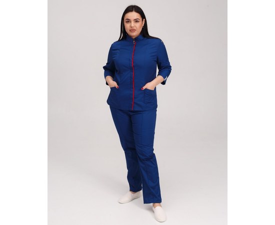 Изображение  Women's medical suit Sakura sapphire-red +SIZE s. 58, "WHITE ROBE" 317-360-679, Size: 58, Color: sapphire red