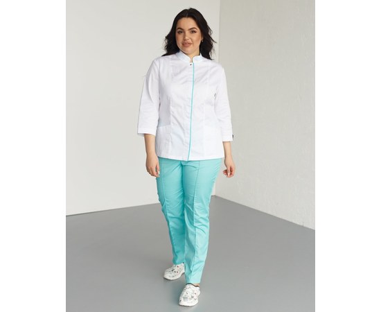 Изображение  Women's medical suit Sakura white-mint +SIZE s. 56, "WHITE ROBE" 317-399-679, Size: 56, Color: white-mint