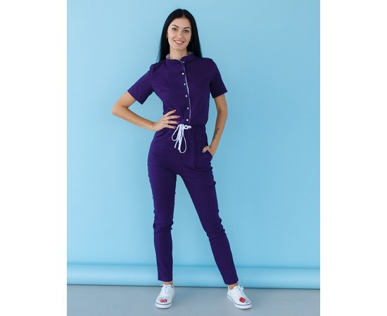 Изображение  Women's medical overalls Dallas purple with white stitching s. 42, "WHITE ROBE" 127-335-715, Size: 42, Color: violet