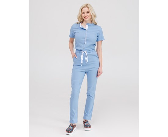 Изображение  Women's medical overalls Dallas blue with white stitching s. 44, "WHITE ROBE" 127-333-669, Size: 44, Color: blue light